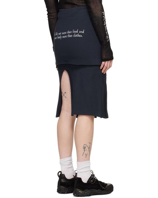 Our Legacy Black Navy Slashed Midi Skirt