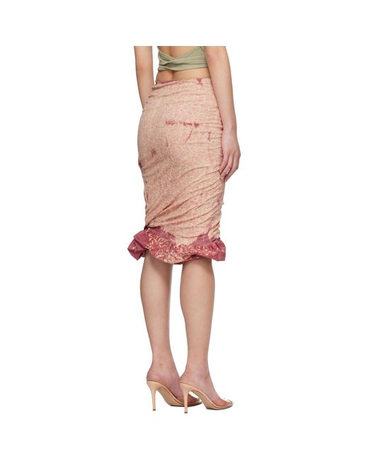 DIESEL Red Treated Double-Layer Puffy Hem Miniskirt