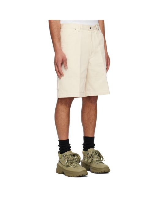 Moncler White Off- Cotton Bermuda Shorts for men