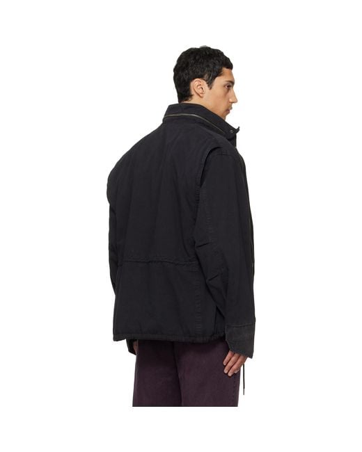 TONYWACK Black Garment Dyed Cotton Field Jacket for men