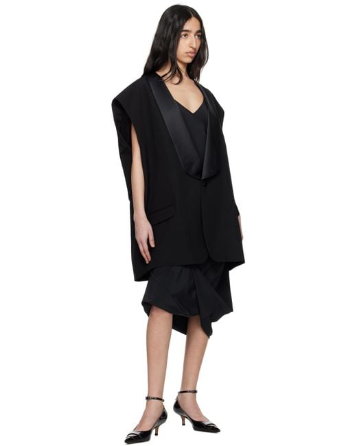 MM6 by Maison Martin Margiela ブラック サテン ラペル ベスト MM6 by Maison Martin Margiela ブラック サテン ラペル ベスト