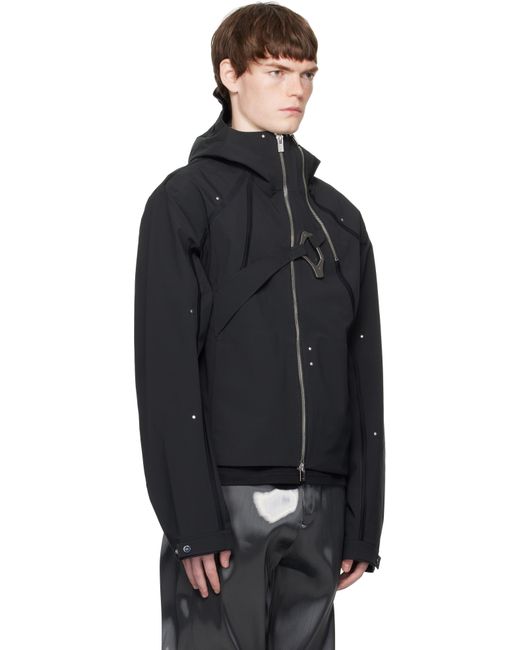 HELIOT EMIL Black Moire Technical Jacket for men