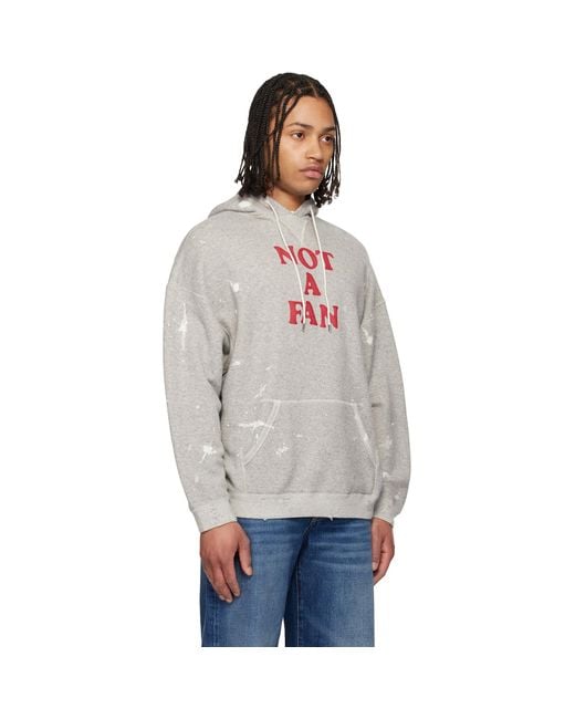 R13 Gray 'Not A Fan' Oversized Hoodie for men