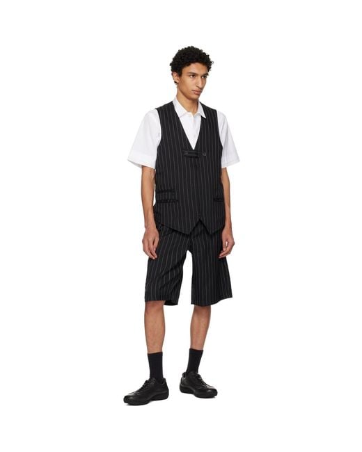 Y-3 Black Pinstripe Sport Uniform Shorts for men