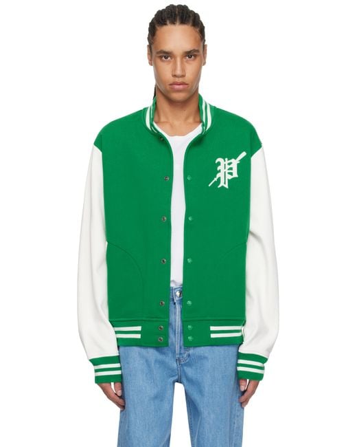 メンズ Polo Ralph Lauren グリーン フリース グラフィック ベースボール ボンバージャケット Green