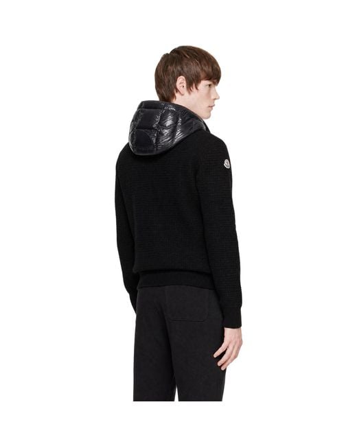 Moncler Black Down & Wool Zip-Up Jacket for men