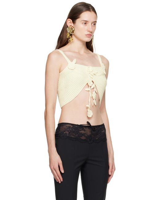 Blumarine Black Off-white Flower Camisole