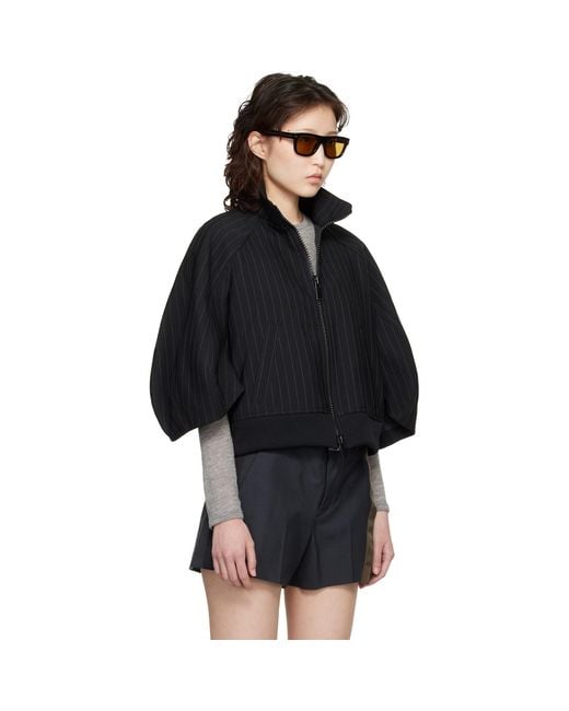 Sacai Black Matelasse Twill Bomber Jacket