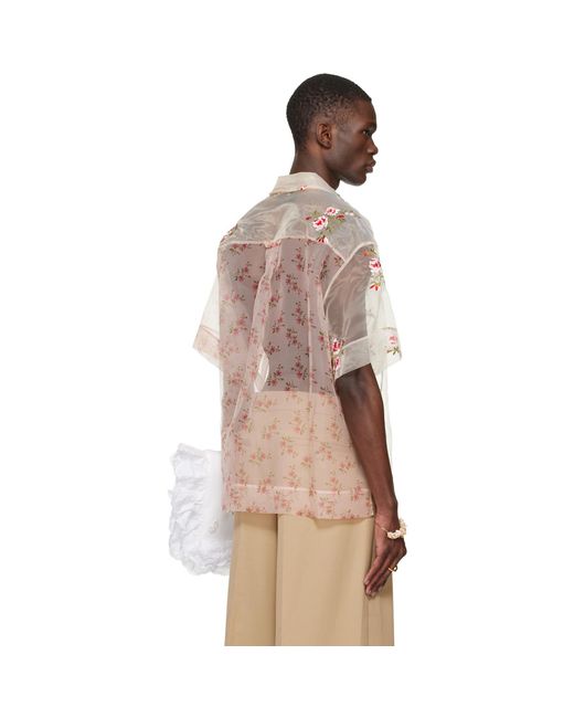 Simone Rocha Natural Sheer Patchwork Boxy Shirt for men
