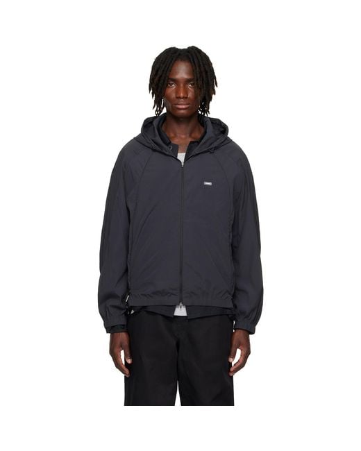 Amomento Blue Nylon Hooded Jacket for men