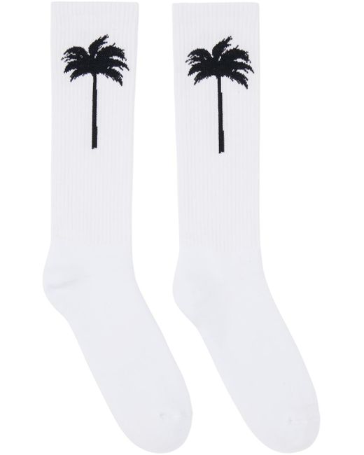 Chaussettes blanches à image à logo Palm Angels pour homme en coloris White
