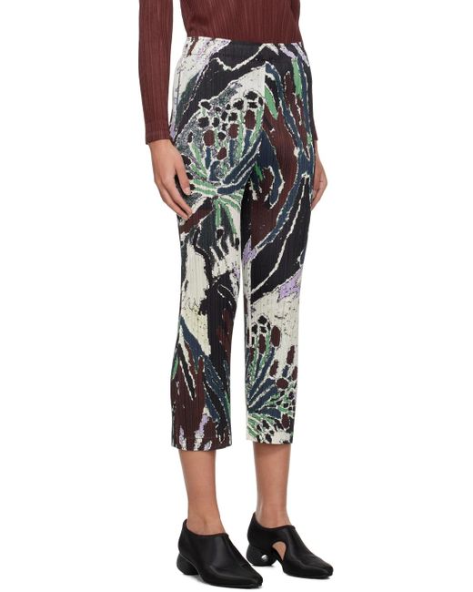 Pleats Please Issey Miyake Black Multicolor Frosty Forest Trousers