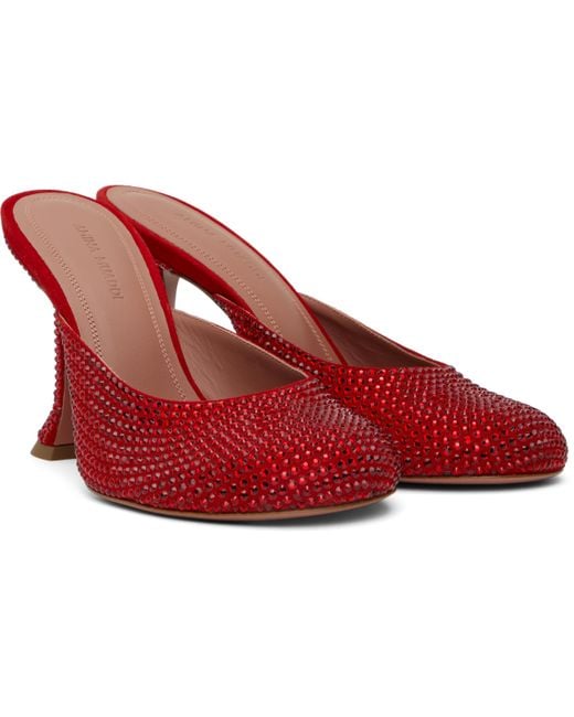 AMINA MUADDI Red Iris Crystal Heels