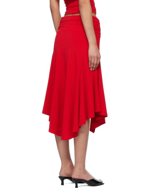 GUIZIO レッド Soffiano ミディアムスカート Red