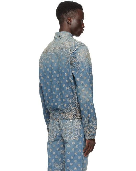 Amiri Blue Indigo Bandana Denim Jacket for men