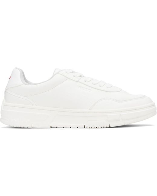 HUGO Black Faux-Leather Zigzag Detailing Sneakers for men