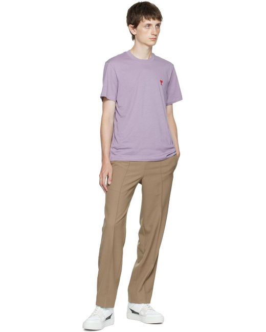 AMI Purple De Coeur Cotton-jersey T-shirt for men