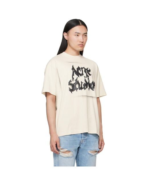 Acne Multicolor Off- Gothic Logo T-Shirt for men