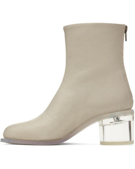 Bottes anatomic blanc cassé à talon MM6 by Maison Martin Margiela en coloris Gray