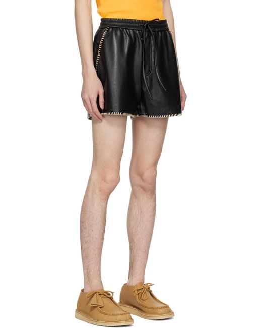 Nanushka Black Amil Vegan Leather Shorts for men