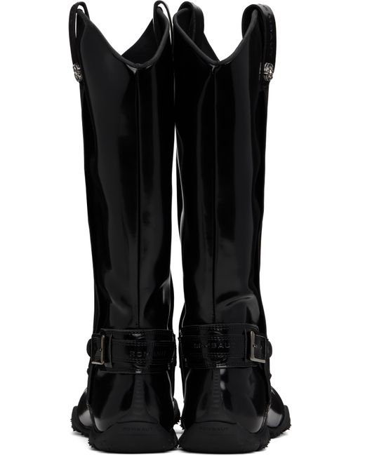 Rombaut Black No Cow Patent Cowboy Boots