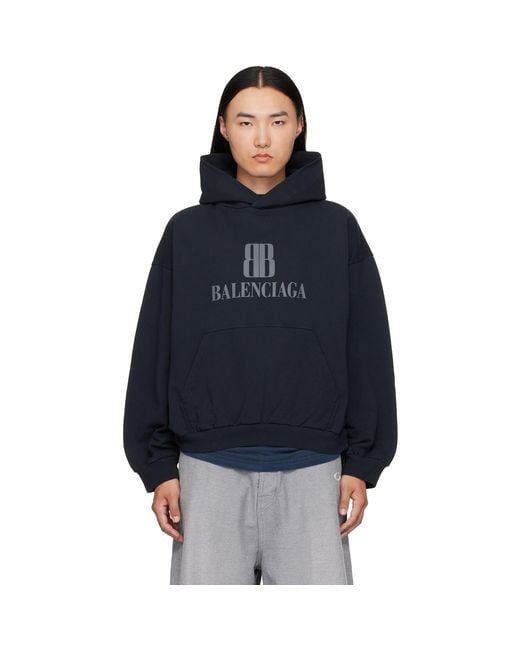 Balenciaga Blue Logo Hoodie for men