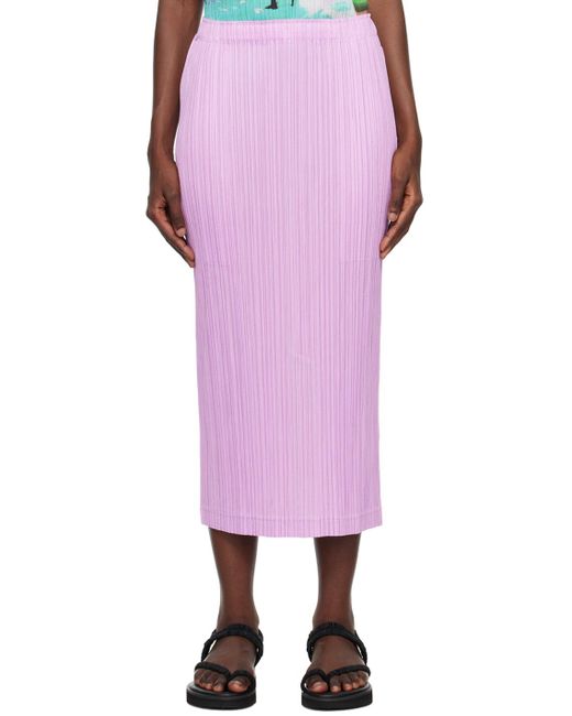Pleats Please Issey Miyake Purple Thicker Midi Skirt