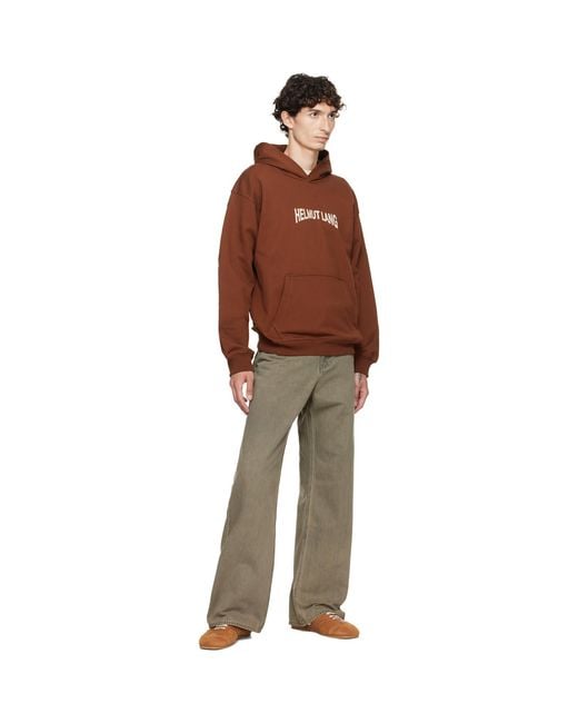 Helmut Lang Brown Ticket Logo Hoodie for men