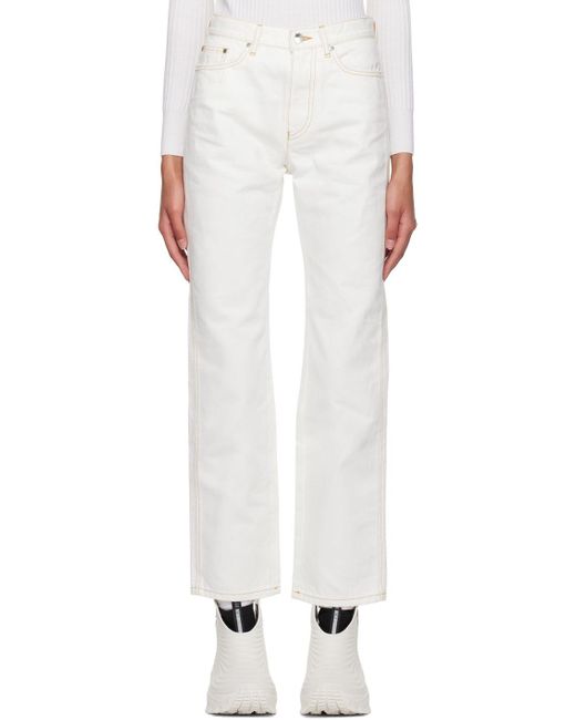 Moncler White Straight-leg Jeans | Lyst