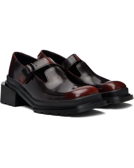 Dr. Martens Black Burgundy Maybole Square Toe Mary Jane Heels