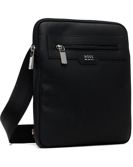 Boss Black Grained Faux-Leather Document Holder for men