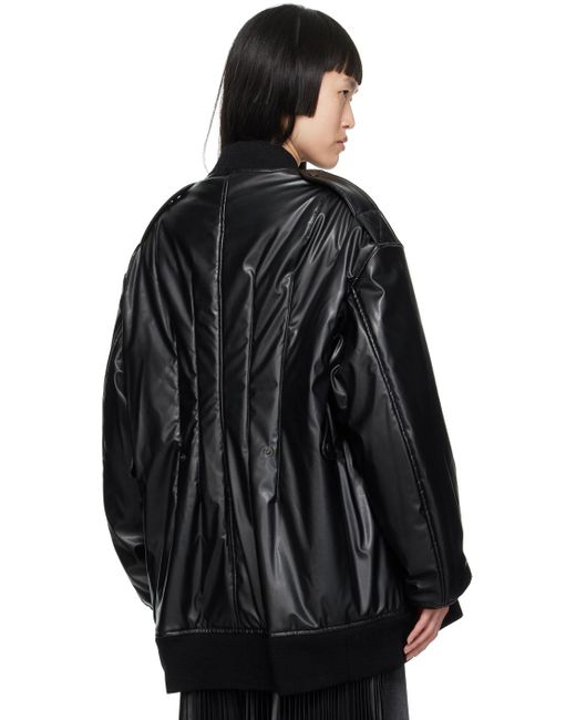 Junya Watanabe Black Insulated Faux-leather Bomber Jacket