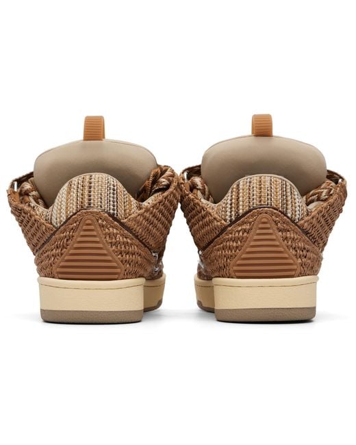 Lanvin Brown Faux-Raffia Curb Sneakers