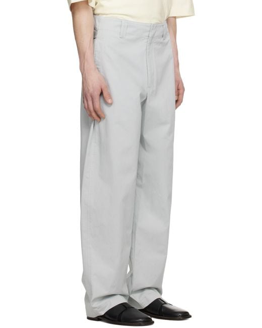 Lemaire White Maxi Trousers for men