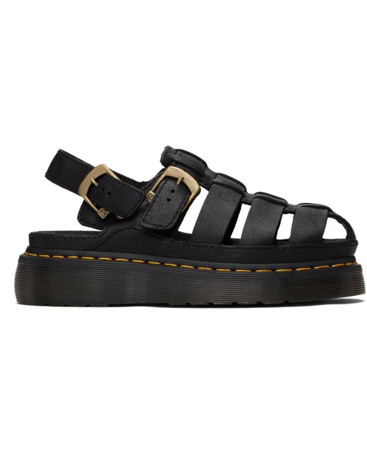 Dr. Martens Black Wrenlie Grizzly Leather Fisherman Sandals for men