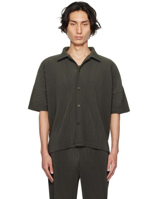 Homme Plissé Issey Miyake Black Homme Plissé Issey Miyake Khaki Monthly Color July Shirt for men