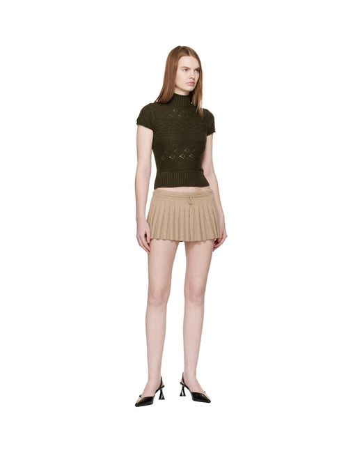 GUIZIO Green Khaki Vivienne Short Sleeve Cable Turtleneck