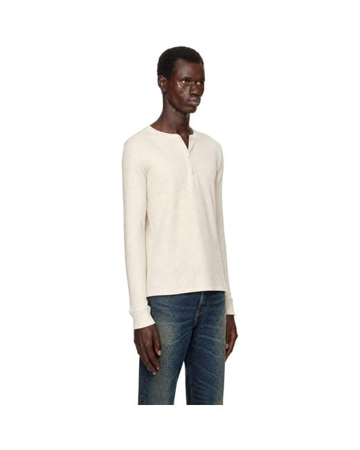 RRL Natural Waffle-Knit Henley for men