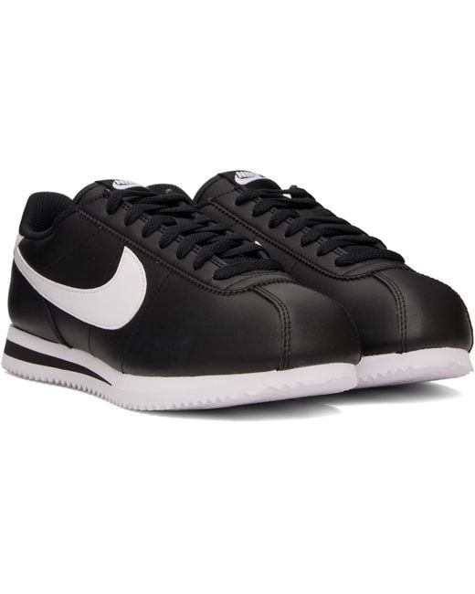 Nike Black Cortez Leather Sneakers for men