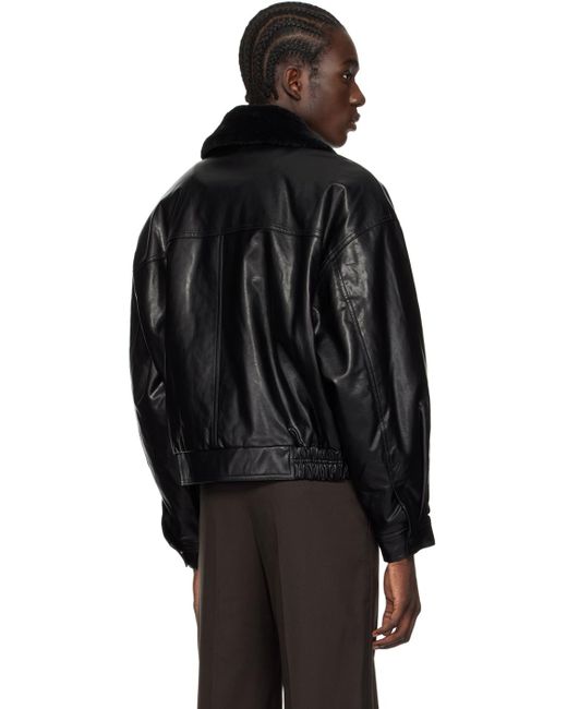 Low Classic Black Short Faux-leather Jacket for men