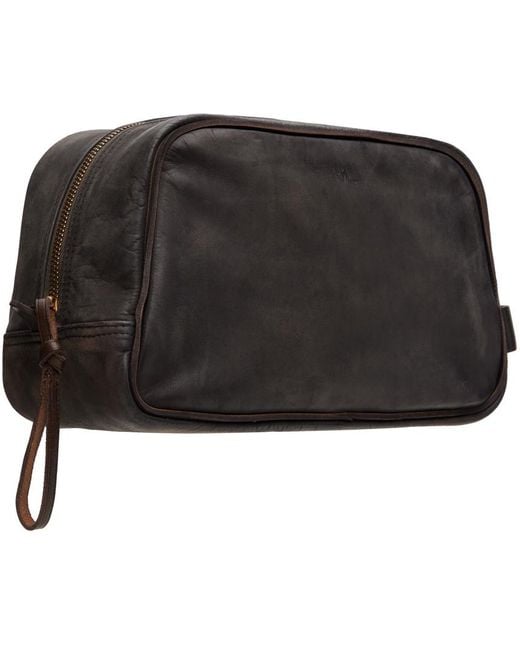 RRL Black Leather Travel Pouch for men