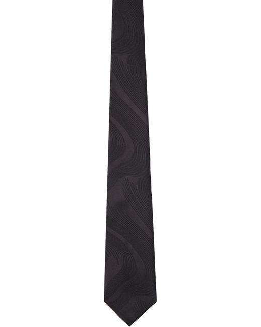 Dries Van Noten Black Swirl Tie for men