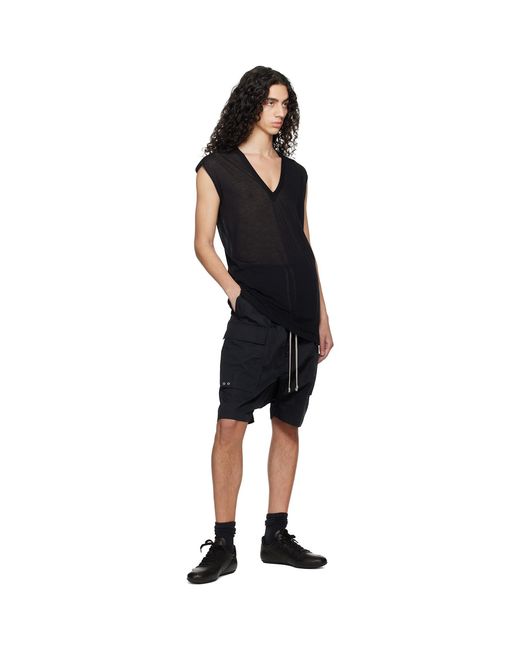 Rick Owens Black Temple Deep V Sl T-Shirt for men