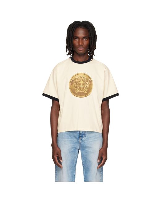 Versace White Printed Cotton-Jersey Regular T-Shirt for men