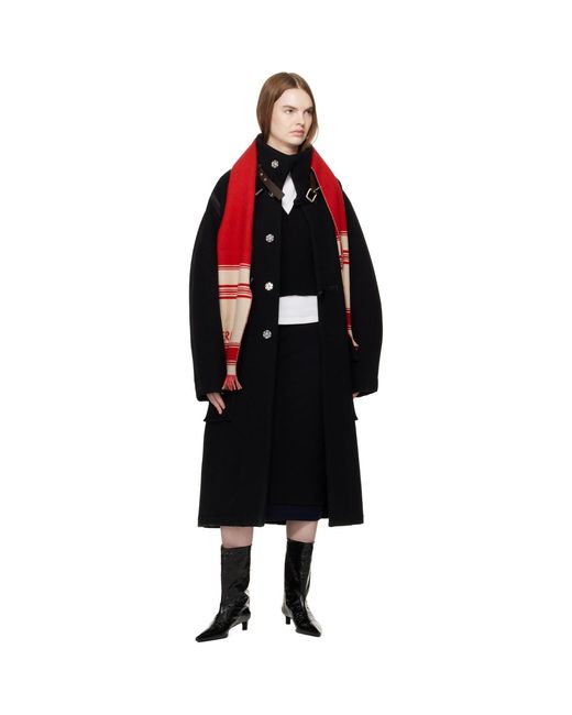 Burberry Red Ekd Striped Wool Scarf