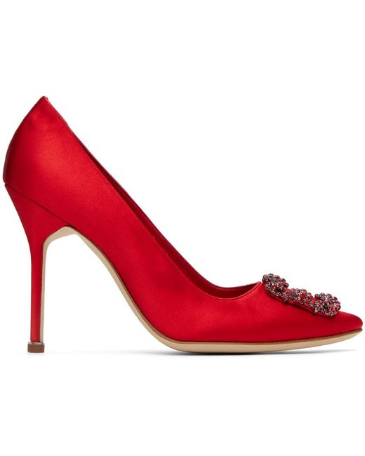 Manolo Blahnik Red Hangisi Heels | Lyst UK