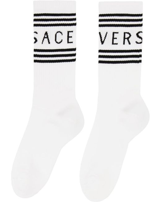 Versace Black White Athletic Socks for men