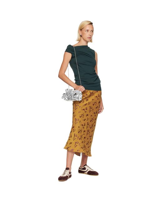 Dries Van Noten Metallic Floral Midi Skirt