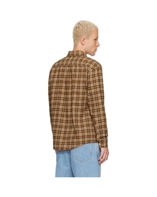 Lacoste Brown Regular Fit Plaid Flannel Shirt for men