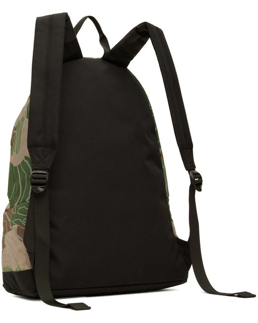 A Bathing Ape Black Green Layered Line Camo Shark Backpack for men